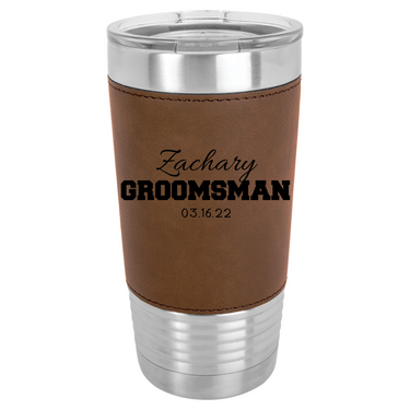 Personalized 20oz Leatherette Groomsmen Tumbler Gift